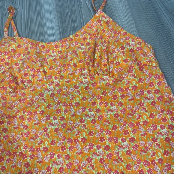Wild Fable Orange Floral Cotton Cut-Out Back Mini Dress Summer Festival Dress XL - Picture 2 of 6